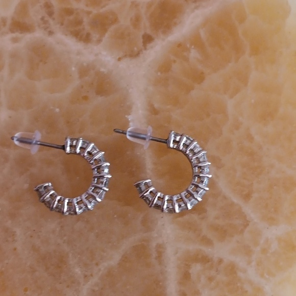 Silver Tone Rhinestone Earrings - Picture 3 of 7